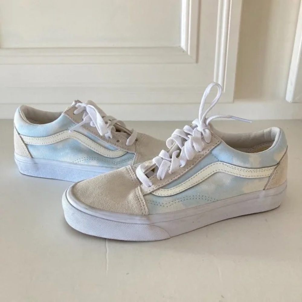 Vans Old Skool Bleach Wash Suede Low Top Baby Blue Sneakers